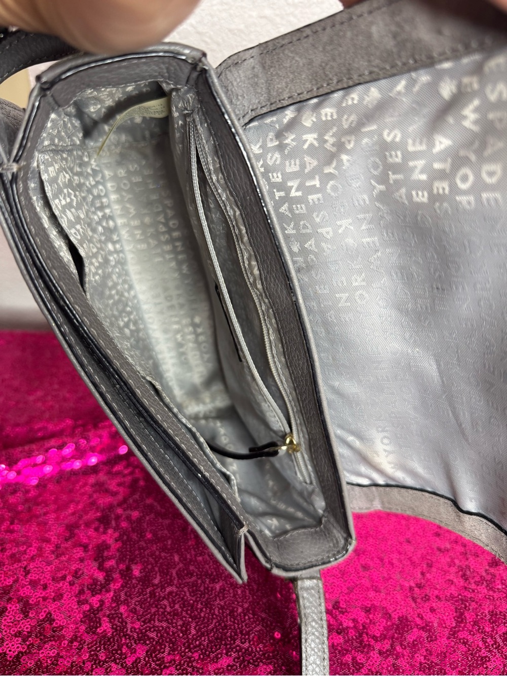 KATE SPADE ♠️ Gray Suede & Leather Crossbody Bag - 6 x 8” inches - Picture 13 of 17